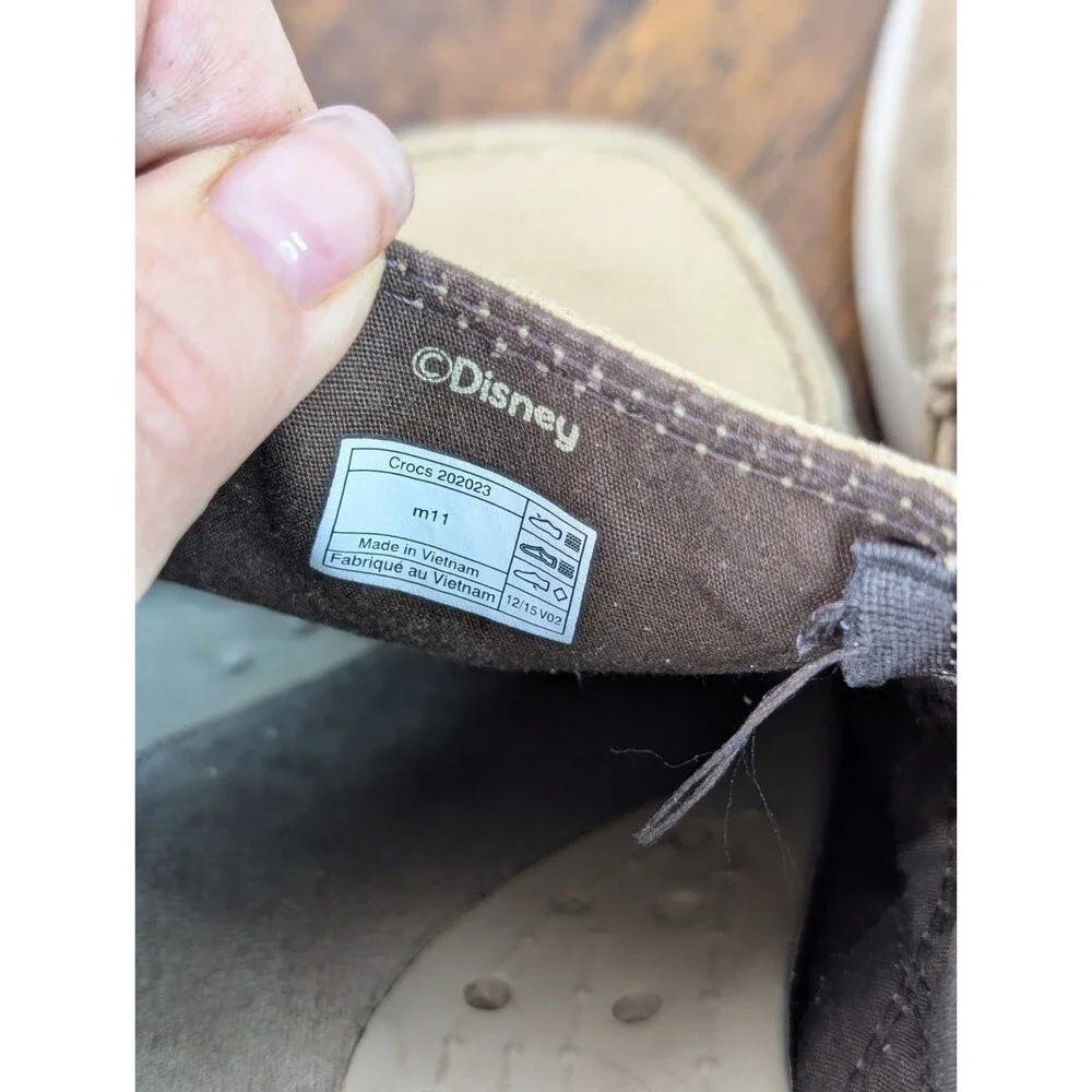 Crocs x Disney Mens Santa Cruz Loafers Shoes Size 11 Tan Canvas Triple Comfort
